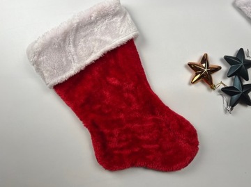 КОМПЛЕКТ Шапка Санты со снежинками + новогодний чулок для подарков