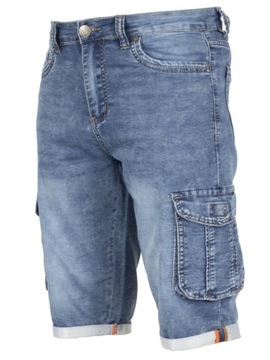 Krótkie spodnie męskie W:46 124 CM spodenki jeans bojówki kieszenie