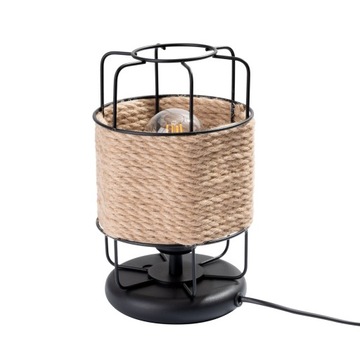 Lampa stojąca biurowa GIZUR stal/sznur/czarna klasyczna do pokoju dziennego