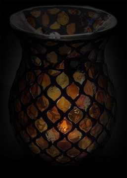 КАМИН ИЗ ЯНТАРНОГО СТЕКЛА МОЗАИКА АРОМАТИРОВАННЫЙ ВОСК