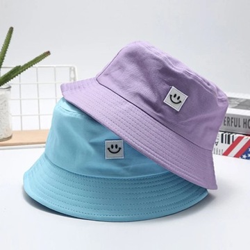 Fashion Women Bucket Hat New Candy Colors Smile Face Sun Hat Outdoor