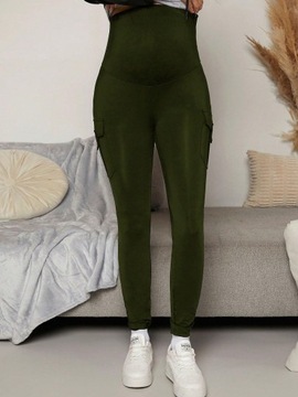 ТЕМНО-ЗЕЛЕНЫЕ БРЮКИ ГЛАДКОГО КРОЯ С ДЛИННЫМИ КАРМАНАМИ SHEIN 38