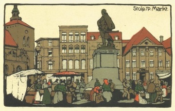 Pocztówka Stolp in Pommern. Markt / Słupsk na Pomorzu. Rynek