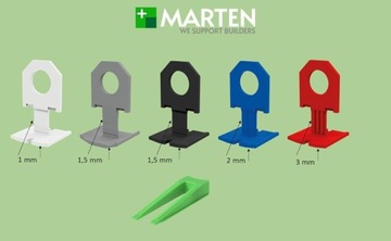 Система выравнивания плитки KLIPS 1,5мм серая выпуклая 400 шт Marten