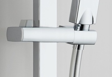 Душевой набор CUBIC на штанге + смеситель для душа LOFT хром MODERN