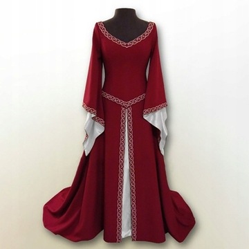Średniowieczna sukienka cosplay damska z dekoltem