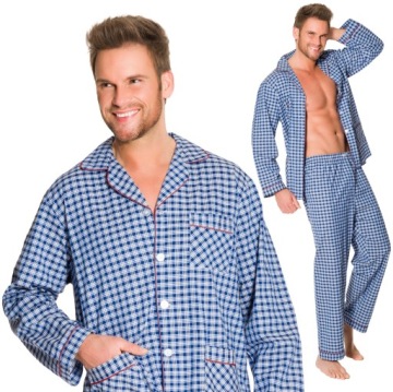 C2 ROZPINANA BAWEŁNIANA PIŻAMA MĘSKA W KRATKĘ 3XL