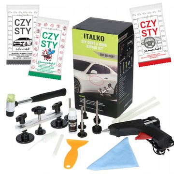 ZESTAW DO WYCIĄGANIA WGNIECEŃ KAROSERII + 3 SZT. CHUSTECZEK CZYSTY GRATIS