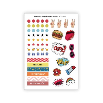 Naklejki. Retro planner.