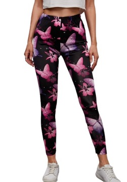 EMERY ROSE LEGGINSY DAMSKIE CZARNE WE WZÓR XL VUE