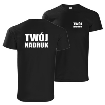 Koszulka FIRMOWA T-shirt z NADRUKIEM duży tył + mały przód LOGO r. XL