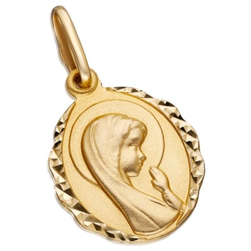 DIAMENTOWANY MEDALIK ZŁOTY MATKA BOSKA MARYJA 585