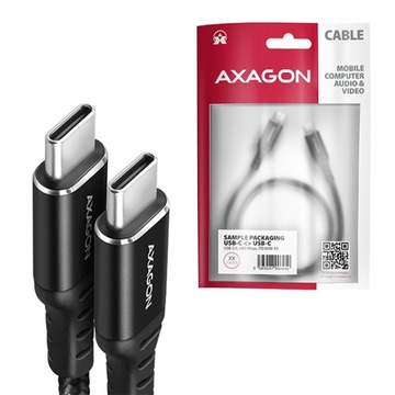 AXAGON kabel USB-C - USB-C, USB 2.0, PD 60W 3A,