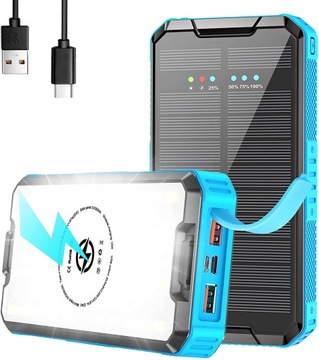 POWERBANK SOLARNY 30000mAh IP67 BEZPRZEWODOWE LED