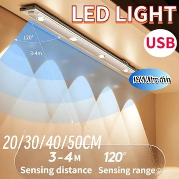 20 30 40 50 см ночник датчик движения свет беспроводной USB под шкафом