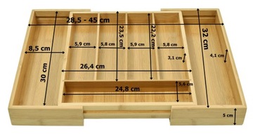РЕГУЛИРУЕМЫЙ БАМБУКОВЫЙ ОРГАНАЙЗЕР В КУХОННЫЙ ЯЩИК ДЛЯ СТОЛОВЫХ ПРИБОРОВ