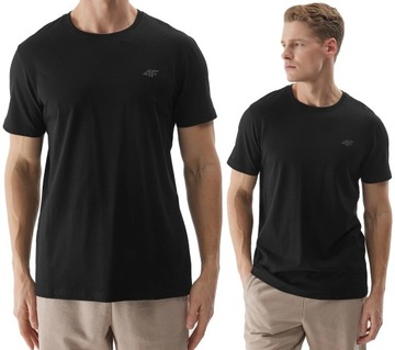 4F T-SHIRT KOSZULKA MĘSKA GŁADKA TTSHM1154 CZARNY M