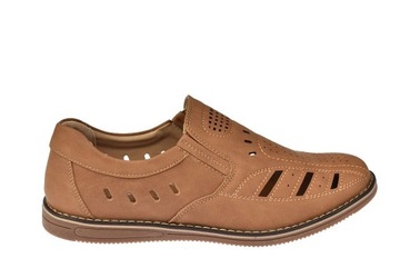 Mokasyny męskie letnie ażurowe półbuty wycianane sandały P-7011 cam roz. 42