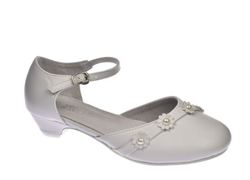 Белые балетки на высоком каблуке для причастия, размер 61/24. 35