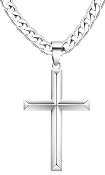 ŁAŃCUSZEK Z KRZYŻYKIEM Srebrny Krzyż Naszyjnik Diamentowany Łańcuch NOWY