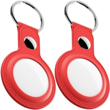 Klíčenka KeyBudz AirTag ochranné kožené pouzdro pro AirTag 2 kusy (červené)
