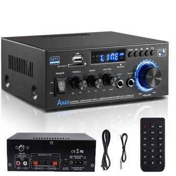 WZMACNIACZ STEREO GŁOŚNIKÓW KARAOKE FM USB SD BLUETOOTH HIFI 2.0 KANAŁOWY