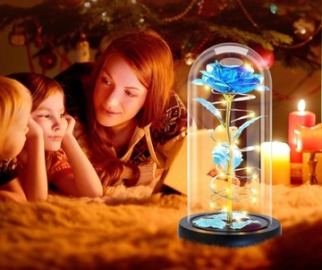 ВЕЧНАЯ РОЗА В СТЕКЛЕ, СВЕТЯЩИЙСЯ СВЕТОДИОД, ЧЕРНАЯ КОРОБКА, ИДЕЯ ПОДАРКА НА ИМЕНИНЫ