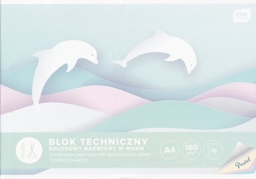 Blok techniczny PASTELOWY A4 10 kartek 160g barwiony w masie