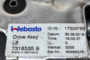 BMW 5 G30 MOTOR STŘEŠNÍHO OKNA 7316535 2.0 HYBRIDNÍ 185KW 2019