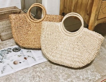 СОЛОМНАЯ КОРЗИНА, ПЛЕТЕНАЯ ПЛЯЖНАЯ КОРЗИНА