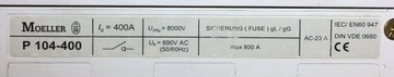 Автоматический выключатель Moeller P 104-400 D-NZM 10 400А