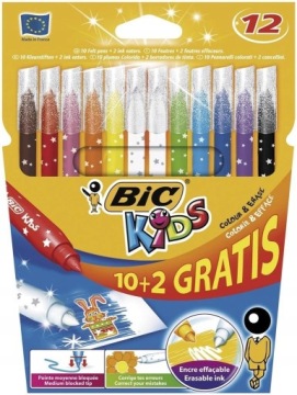 BIC KIDS MAGIC фломастери чарівні зі стирачем 12 кольорів