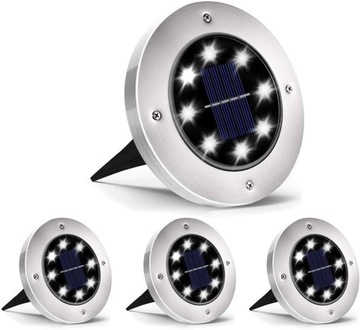 4x LAMPKI OGRODOWE SOLARNE WBIJANE GRUNTOWE OŚWIETLENIE LED 13CM DO OGRODU