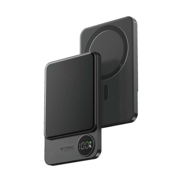 Power bank z wyświetlaczem magnetyczny Power Delivery 5000mAh/20W/5V czarny