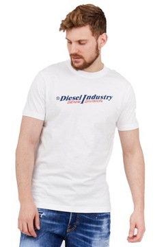 DIESEL Biały t-shirt męski z granatowym logo r XXL