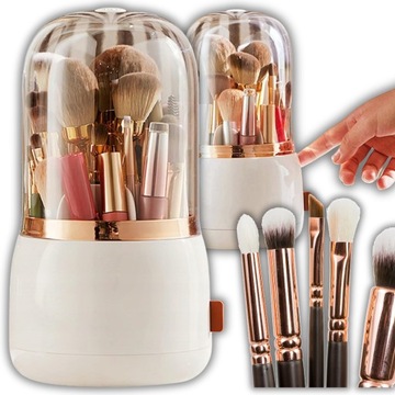 ORGANIZER POJEMNIK NA PĘDZLE POMADKI OBROTOWY F19 BIAŁY