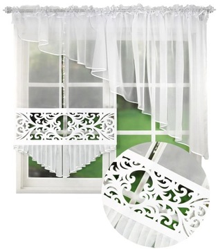 FIRANA GOTOWA Z PANELEM AŻUROWYM FIRANKA WOAL PANEL 400x140 cm