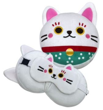Подушка дорожня і маска на очі Кіт Maneki Neko