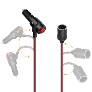Удлинительный кабель для гнезда прикуривателя, 3 м, с выключателем, розетка 15А, 16AWG