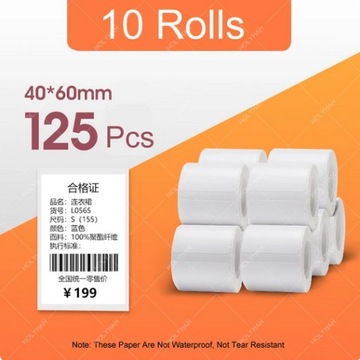 Rolki Etykiety Termiczne 40x60 NIIMBOT B1 B21 B203 B3S opakowanie x 10szt
