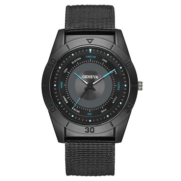 Men Quartz Movement Watch Round Dial Canvas Strap