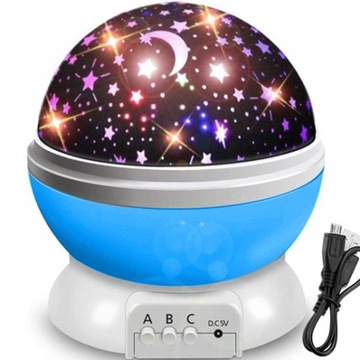 LAMPKA NOCNA PROJEKTOR GWIAZD NIEBA OBROTOWA 2w1
