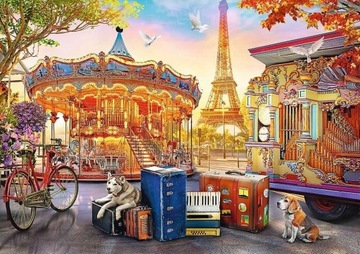 PUZZLE 500 WAKACJE W PARYŻU WIEŻA EIFFLA PARYŻ PSY