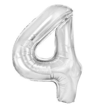 Balon Foliowy CYFRA 4 SREBRNY 100 cm