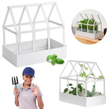 SZKLARNIA DEKORACYJNA MINI SZKLARENKA NA ZIOŁA ROŚLINKI PNĄCE IKEA BIAŁA