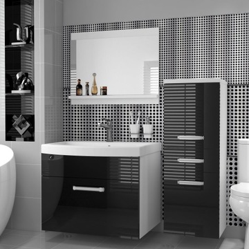 Мебель для ванной комнаты с ЗЕРКАЛОМ и ГЛЯНЦЕВОЙ РАКОВИНОЙ