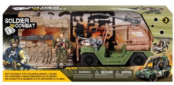 Zestaw Militarny Duży Pojazd wojskowy Jeep Wojsko Żołnierze Figurki
