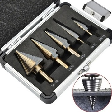 НАБОР СТУПЕНЧАТЫХ СВЕРЛ HSS, КОНИЧЕСКИЕ, 5 ШТ. ПО МЕТАЛЛУ