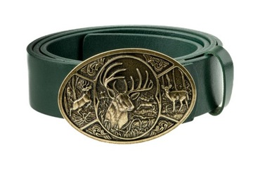 Pasek skórzany BÓR HUNTER FOREST - Deer I Gold-90