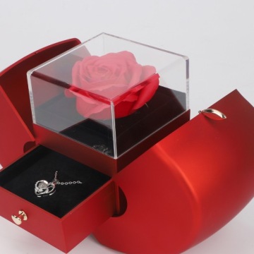 КОРОБКА С ВЕЧНОЙ РОЗОЙ И ОЖЕРЕЛЬЕМ ПОДАРОК ​​НА ДЕНЬ РОЖДЕНИЯ, ДЕНЬ ВАЛЕНТИНА, ДЕНЬ МАТЕРИ